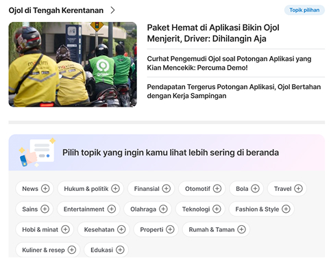 Homepage Topik Pilihan section